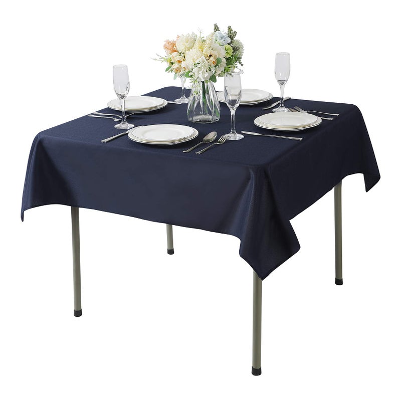 Cupuamon Square Tablecloth 52x52 inch Washable Polyester Fabric Table Cloth for Wedding Party Dining Banquet Decorationï¼ˆ52x52,Navyï¼‰ - Image 1